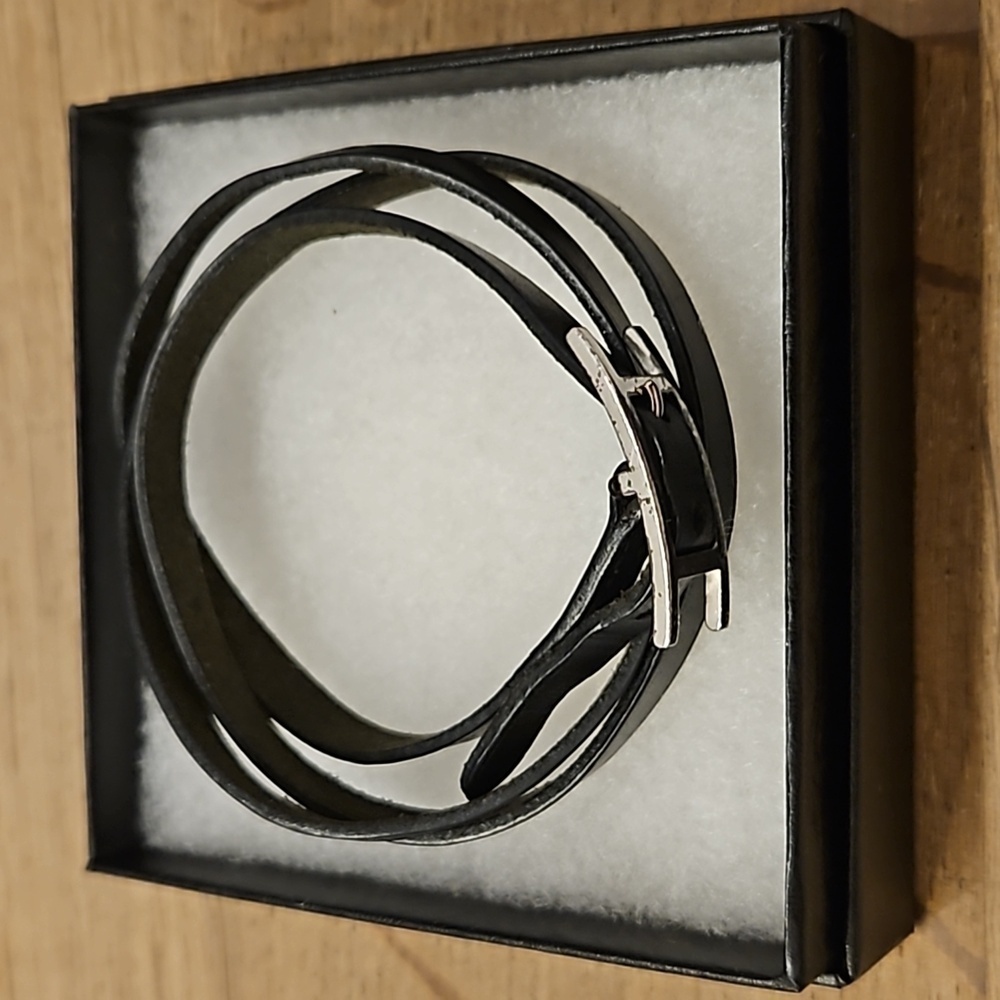 Hermes Api Black Leather Bracelet